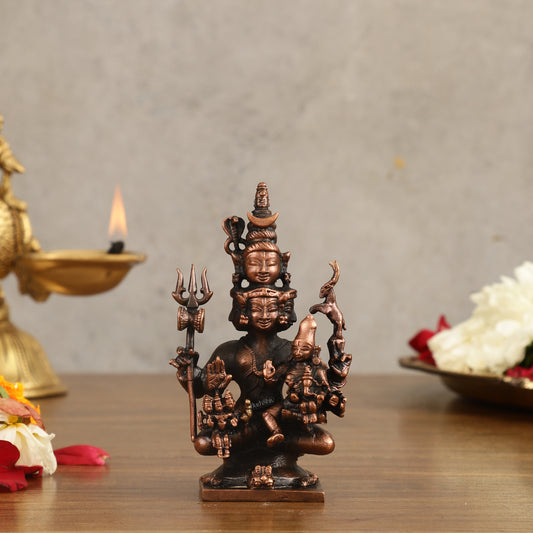 Pure Copper Lord Shiva Parivar Idol - 4.5 in Height