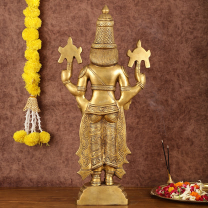 Handcrafted Superfine Brass Lord Tirupati Balaji Sculpture - 24"