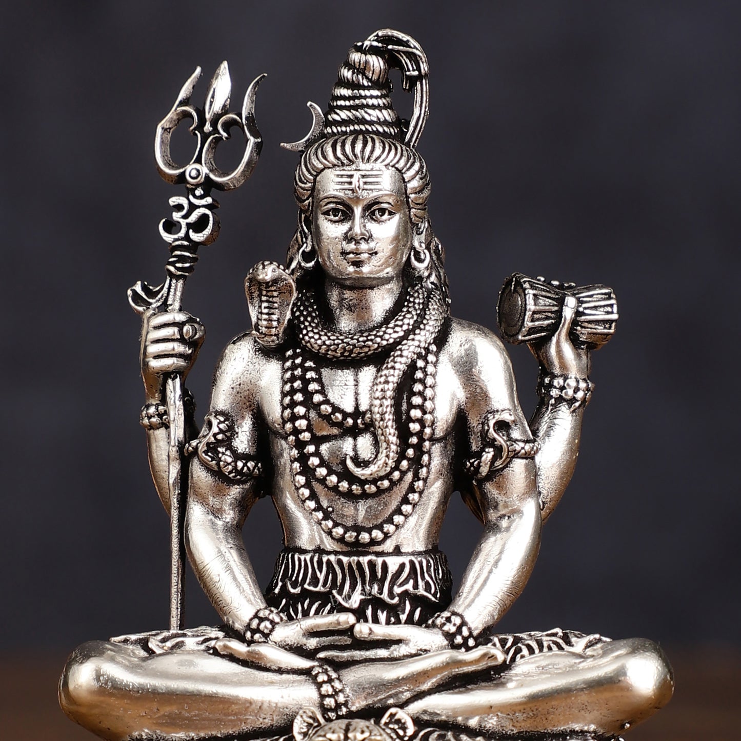 Pure Brass Superfine Silver Plated Lord Shiva in Meditation Idol - 3" Tall