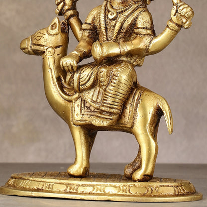 Pure Brass Dasama Momoi Mata Seated on Camel Idol 5.5 inch
