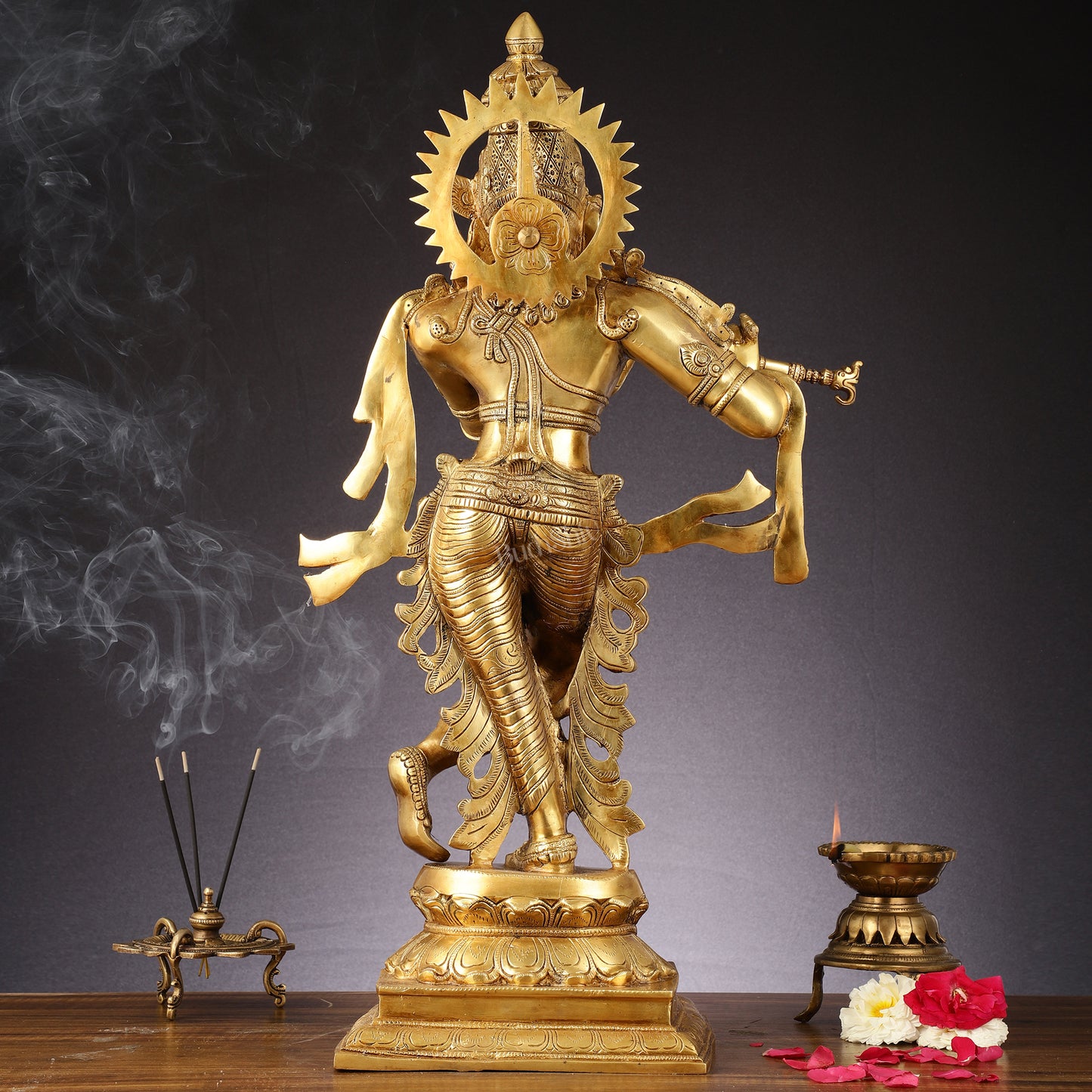 Unique Brass Krishna Statue - 26"