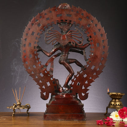 Handcrafted Chola Style Nataraja Statue - 22.5 Inch Pure Brass Sculpture