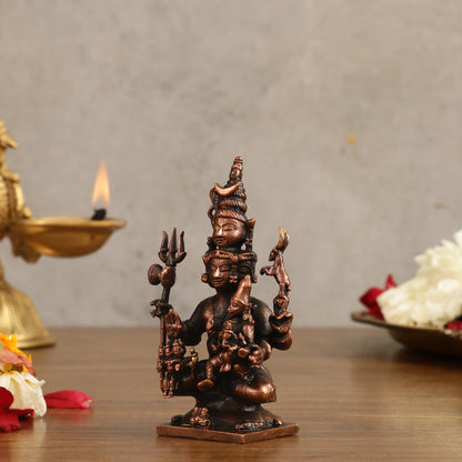 Pure Copper Lord Shiva Parivar Idol - 4.5 in Height