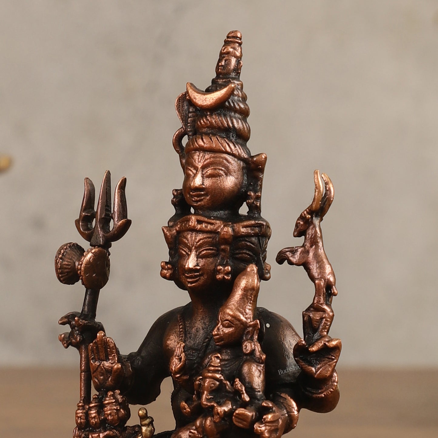 Pure Copper Lord Shiva Parivar Idol - 4.5 in Height