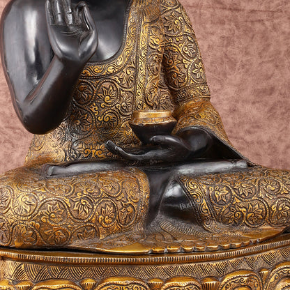 Brass Buddha Statue in Abhaya Mudra - 21.5" Tall, 22kg