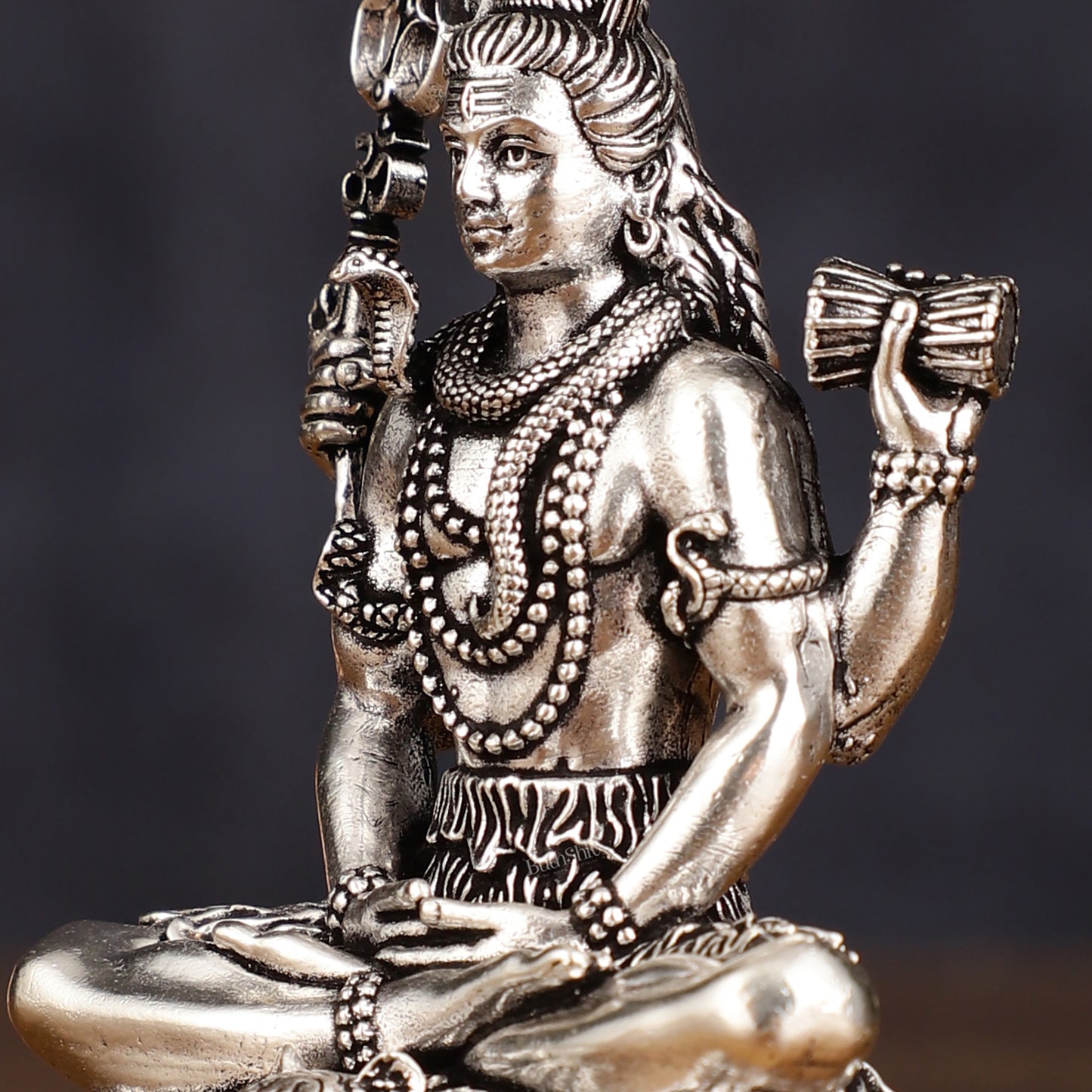 Pure Brass Superfine Silver Plated Lord Shiva in Meditation Idol - 3" Tall