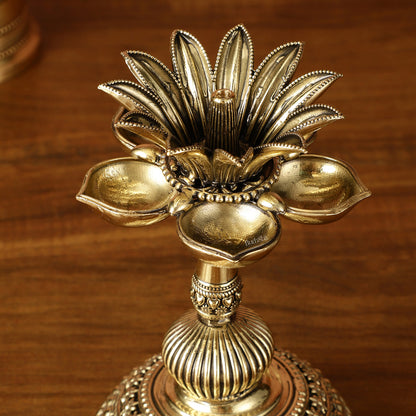 Beautiful Superfine Brass Lotus Oil Lamp Diya | 6 Inch Height