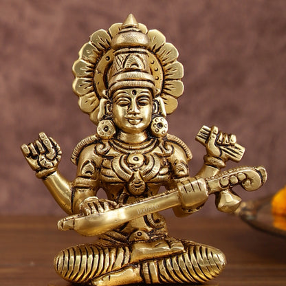 Brass Superfine Ganesh Lakshmi Saraswati Idols Set | 5-inch