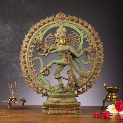 Handcrafted Nataraja Statue with Antique Green Matte 20"