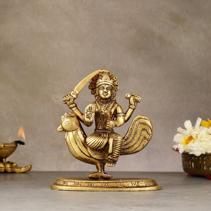 Pure Brass Bahuchar Mata Sitting on Hen Idol - 5"