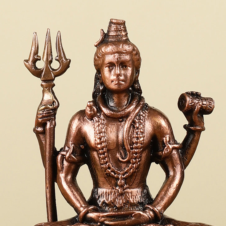 3" Pure Copper Small Meditation Shiva Idol - Spiritual Statue