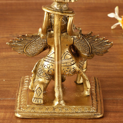 Superfine Brass Garuda Aasan Lamp - Vintage Polish - 6.5" Tall