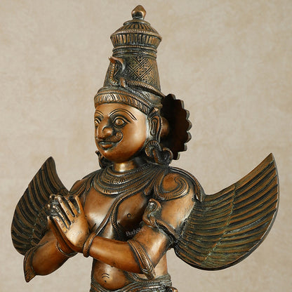 Pure Brass Lord Hanuman and Garuda Statue pair 22" vintage bronze tone