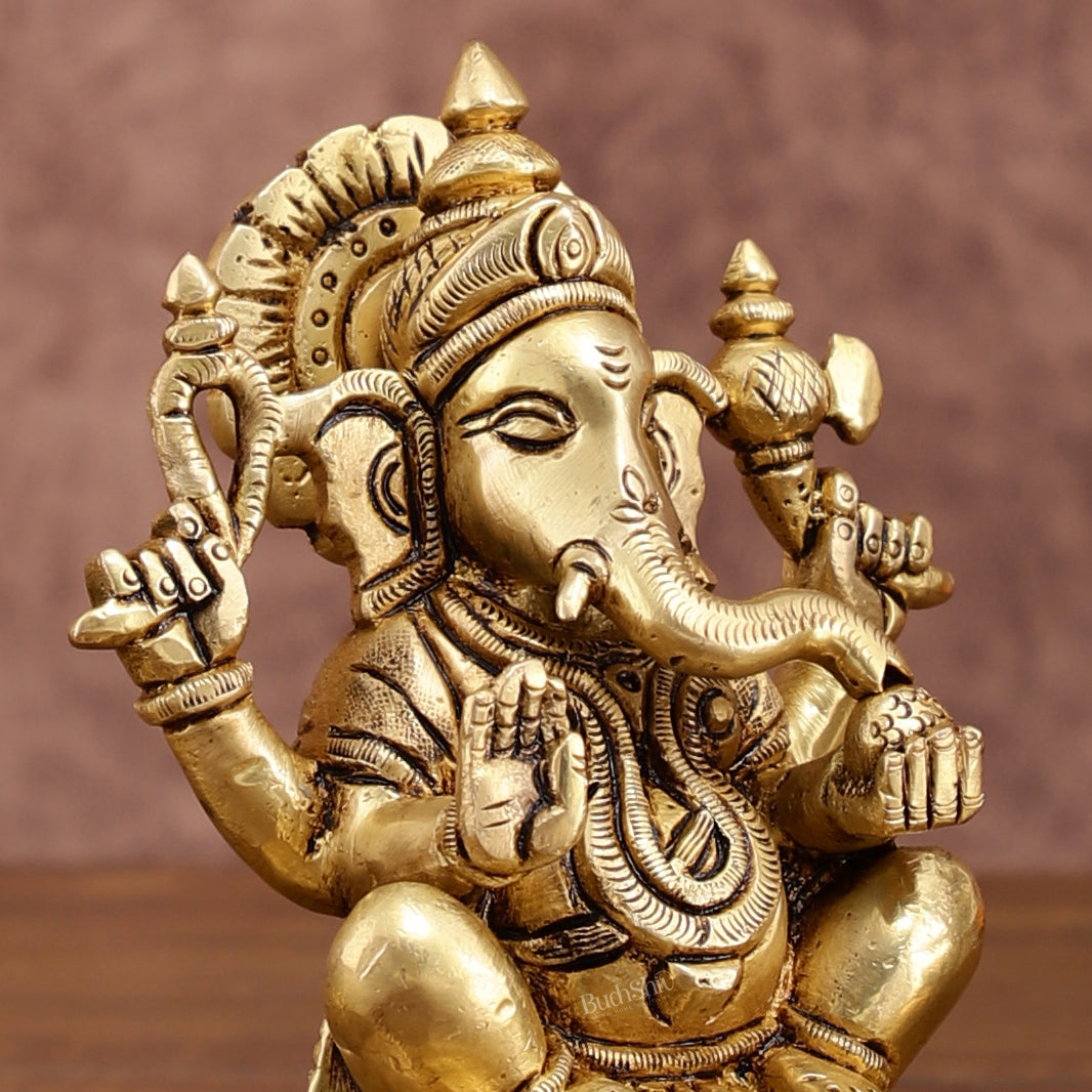 Brass Superfine Ganesh Lakshmi Saraswati Idols Set | 5-inch