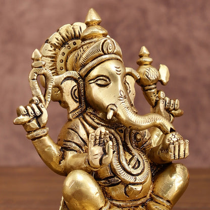 Brass Superfine Ganesh Lakshmi Idols Set | 5-inch