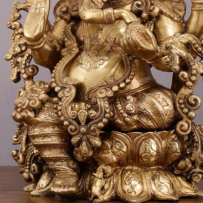 Unique Handcrafted Ganapati Brass Idol - 16" Superfine Brass Statue