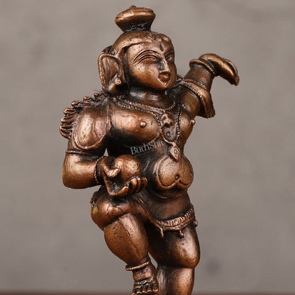 Pure Copper Dancing Krishna Idol - 3.75-inch