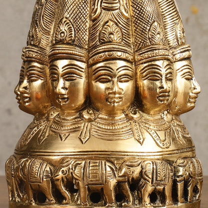 Pure Brass Dasa Shiva Sculpture with Ten Heads - 7.5"