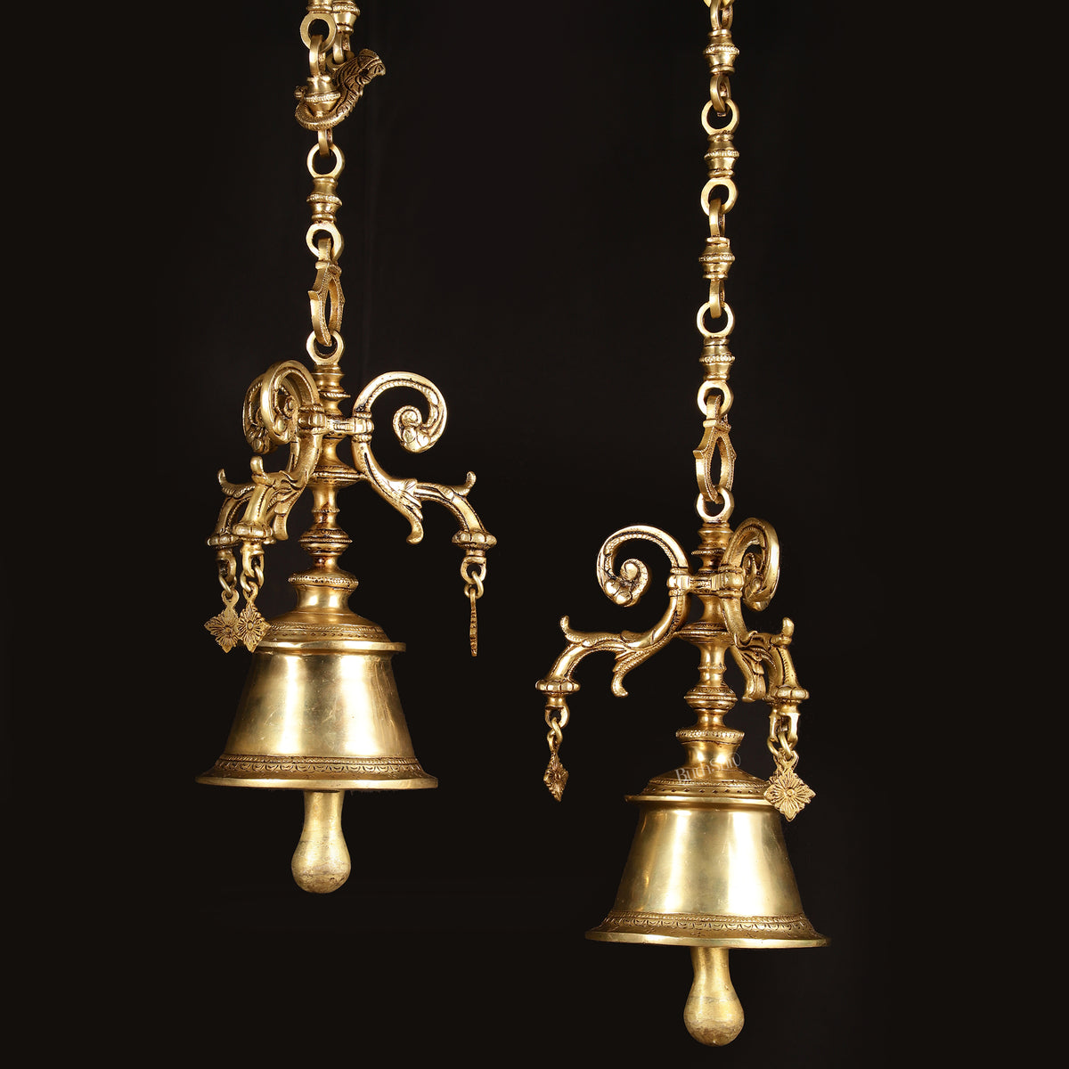 Tample Bells Pair of Brass Unique Hanging Temple Bells – Budhshiv.com