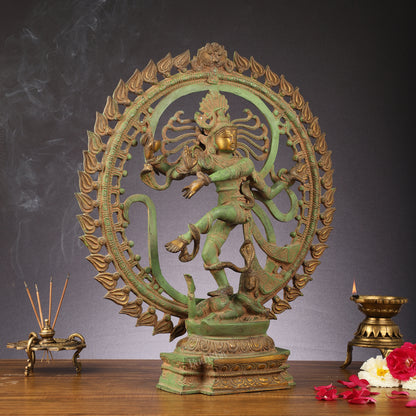 Handcrafted Nataraja Statue with Antique Green Matte 20"