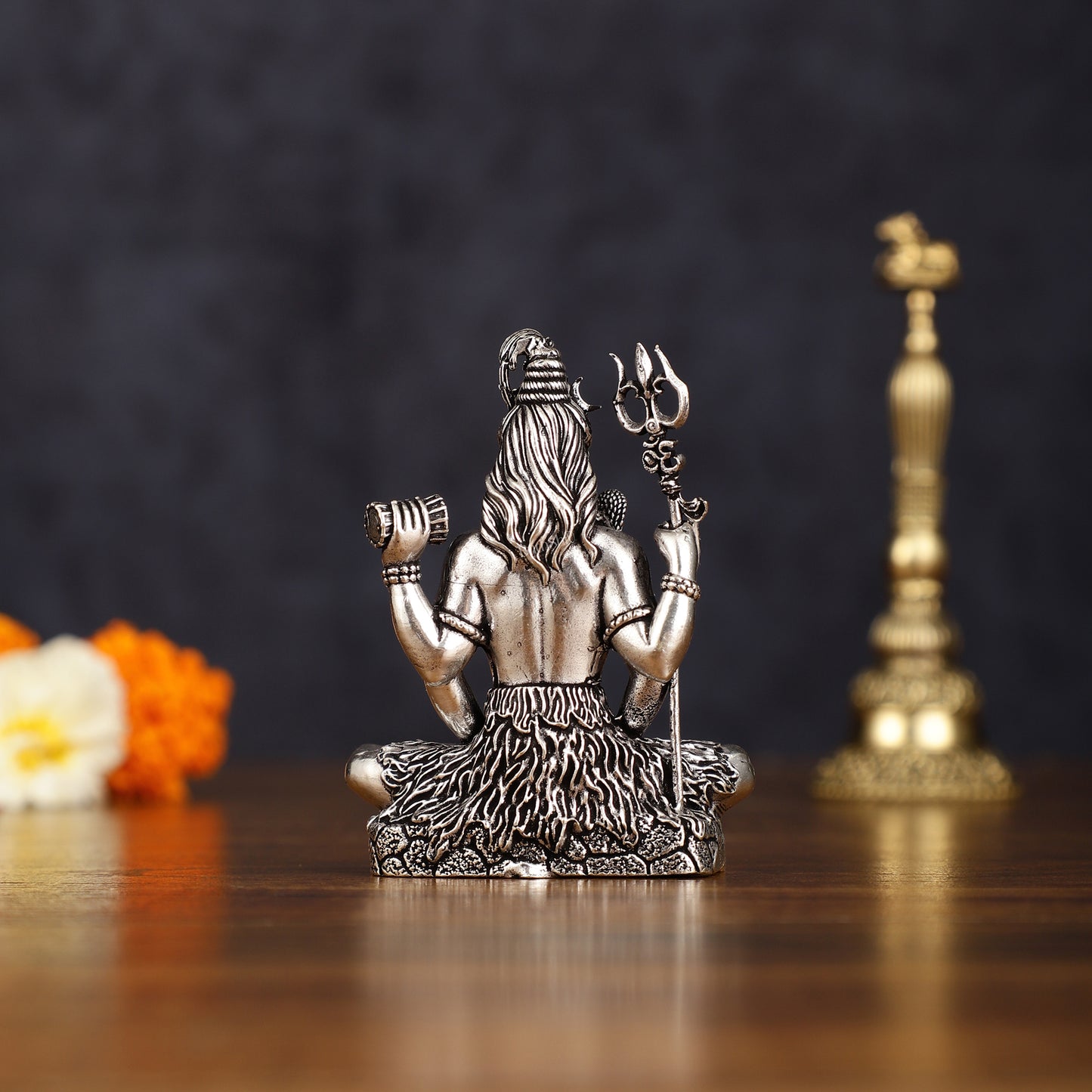 Pure Brass Superfine Silver Plated Lord Shiva in Meditation Idol - 3" Tall