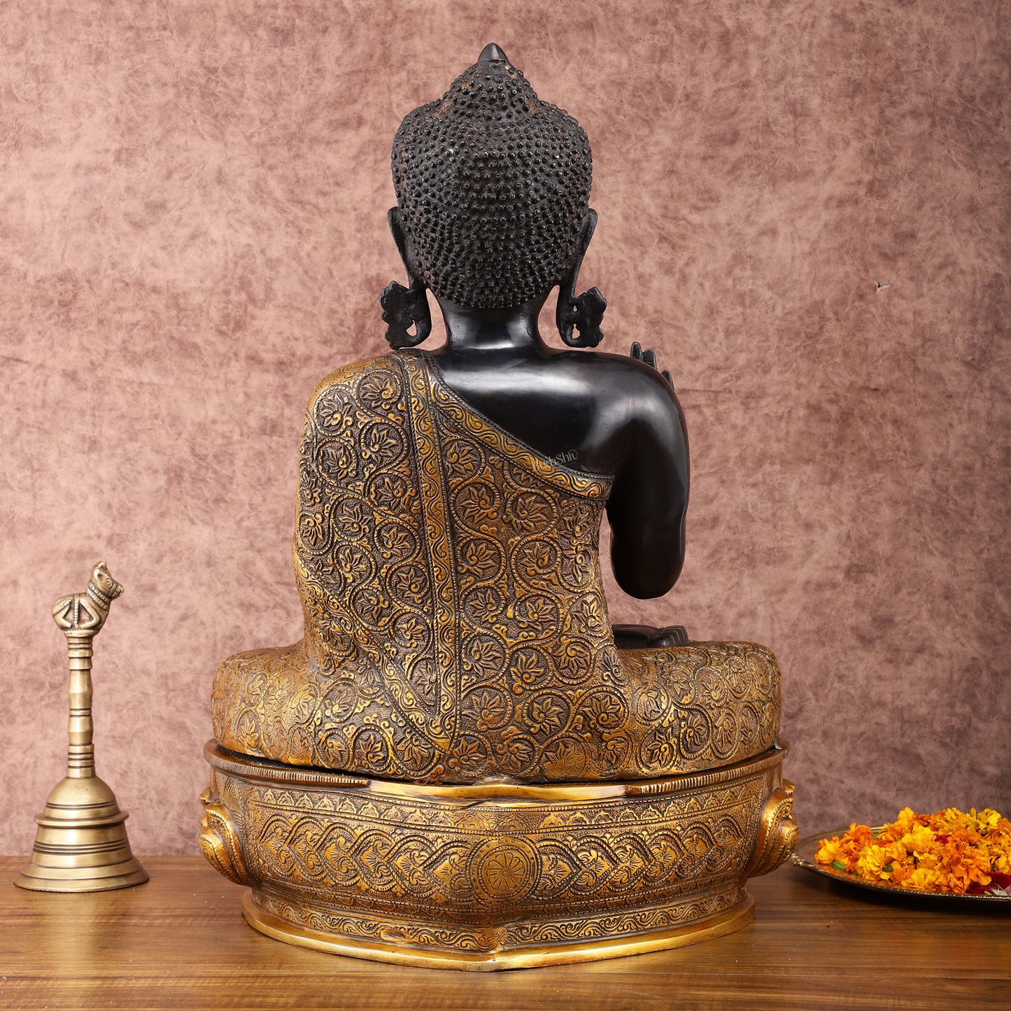 Brass Buddha Statue in Abhaya Mudra - 21.5" Tall, 22kg