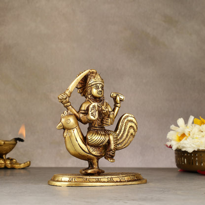 Pure Brass Bahuchar Mata Sitting on Hen Idol - 5"