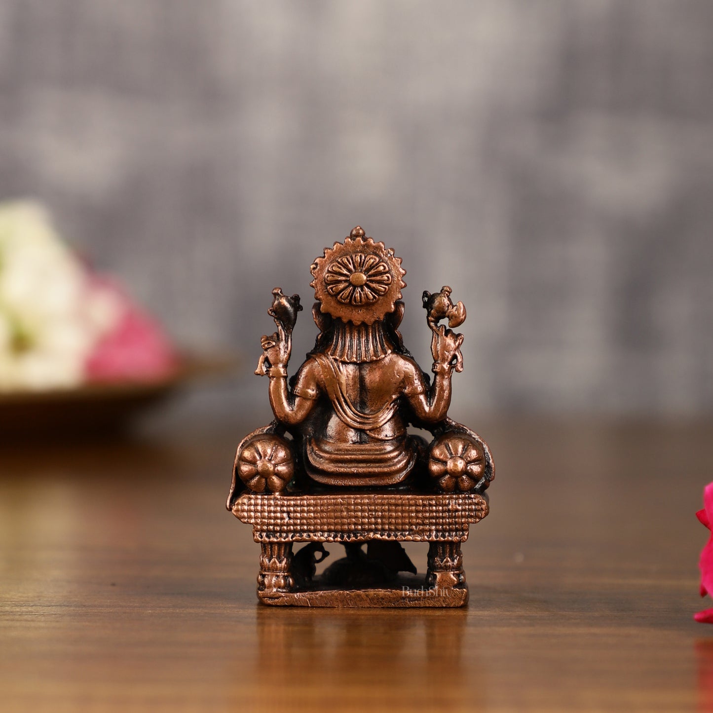 Pure Copper Throne Ganesha Idol | 2 Inch Height