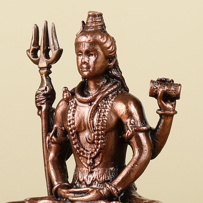 3" Pure Copper Small Meditation Shiva Idol - Spiritual Statue