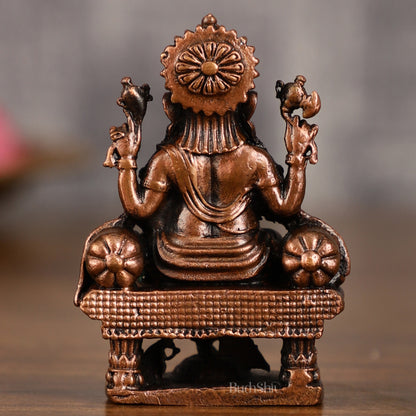 Pure Copper Throne Ganesha Idol | 2 Inch Height