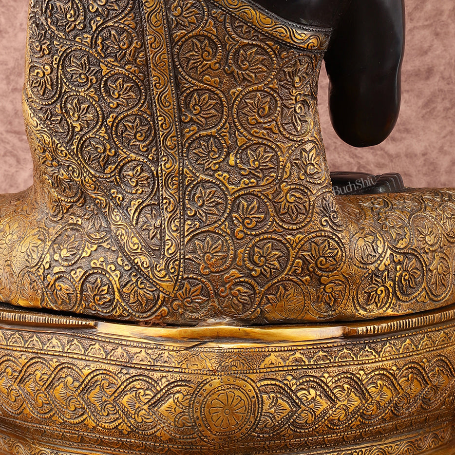 Brass Buddha Statue in Abhaya Mudra - 21.5" Tall, 22kg