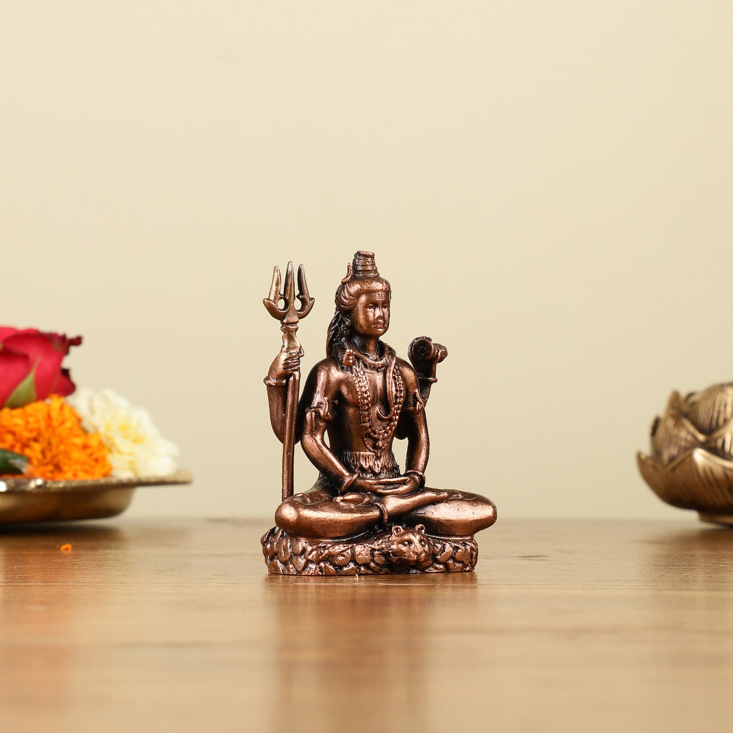 3" Pure Copper Small Meditation Shiva Idol - Spiritual Statue