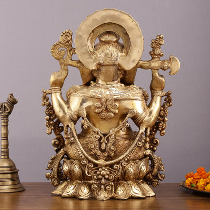 Unique Handcrafted Ganapati Brass Idol - 16" Superfine Brass Statue