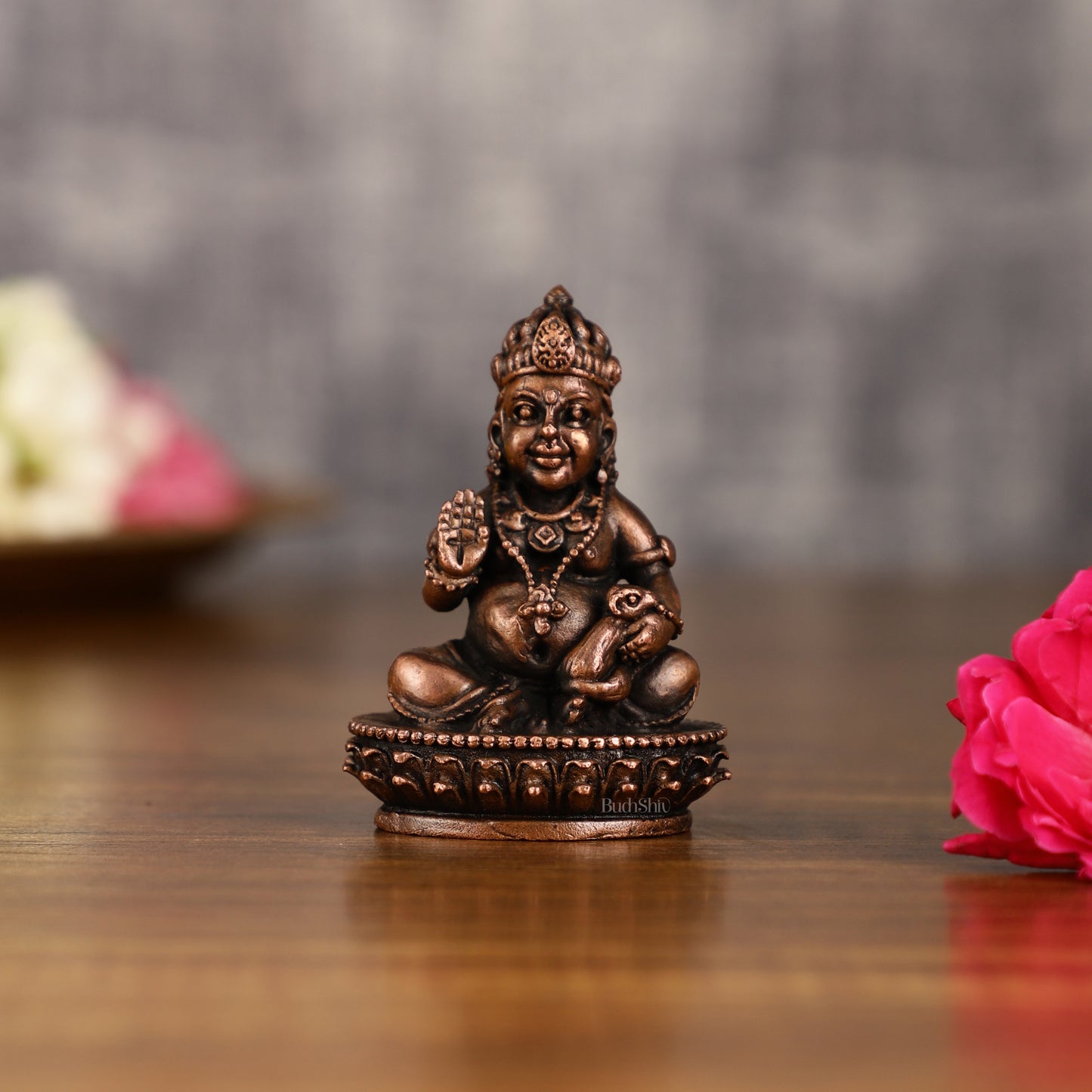 Pure Copper Lord Kubera Idol | 3 Inch Height