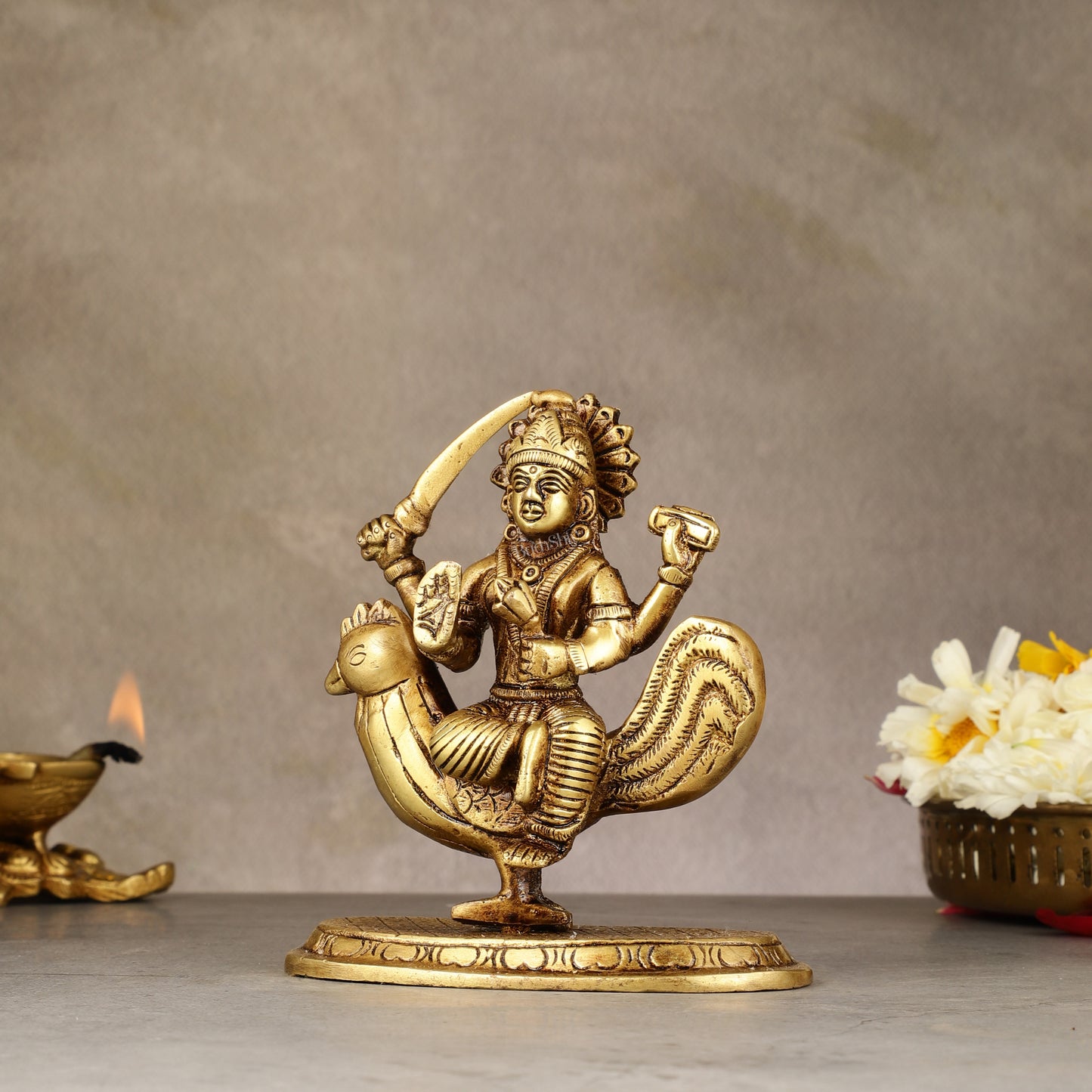 Pure Brass Bahuchar Mata Sitting on Hen Idol - 5"