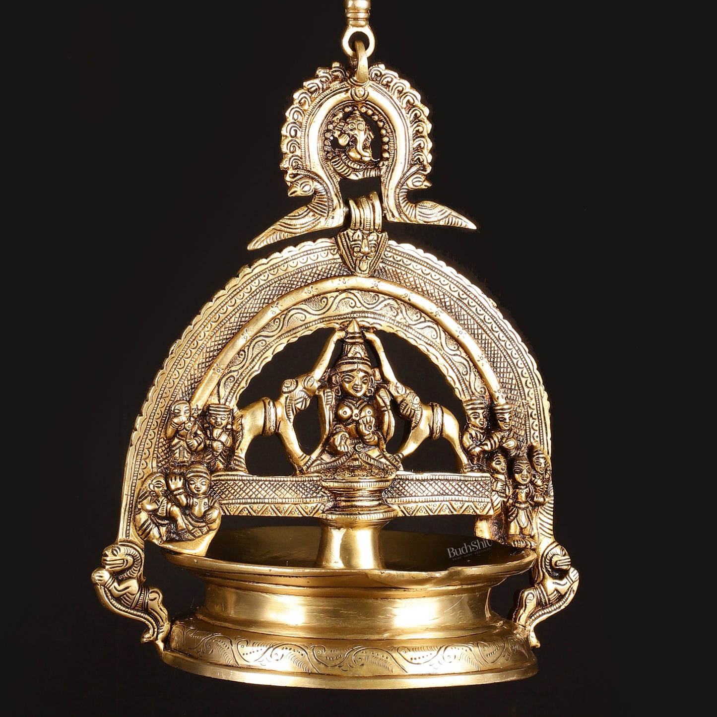 Brass Superfine Hanging Gajalakshmi Oil Lamp - Large Diya with Chain