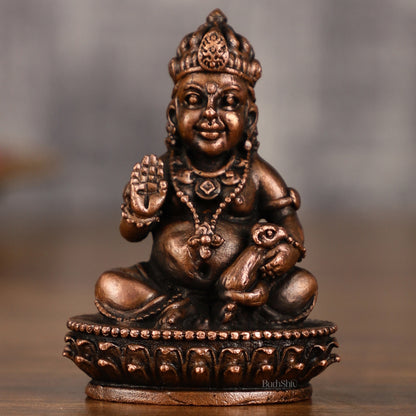 Pure Copper Lord Kubera Idol | 3 Inch Height