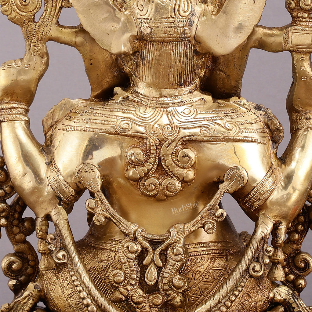 Unique Handcrafted Ganapati Brass Idol - 16" Superfine Brass Statue