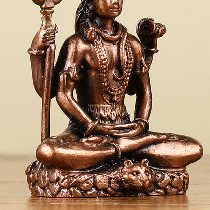 3" Pure Copper Small Meditation Shiva Idol - Spiritual Statue