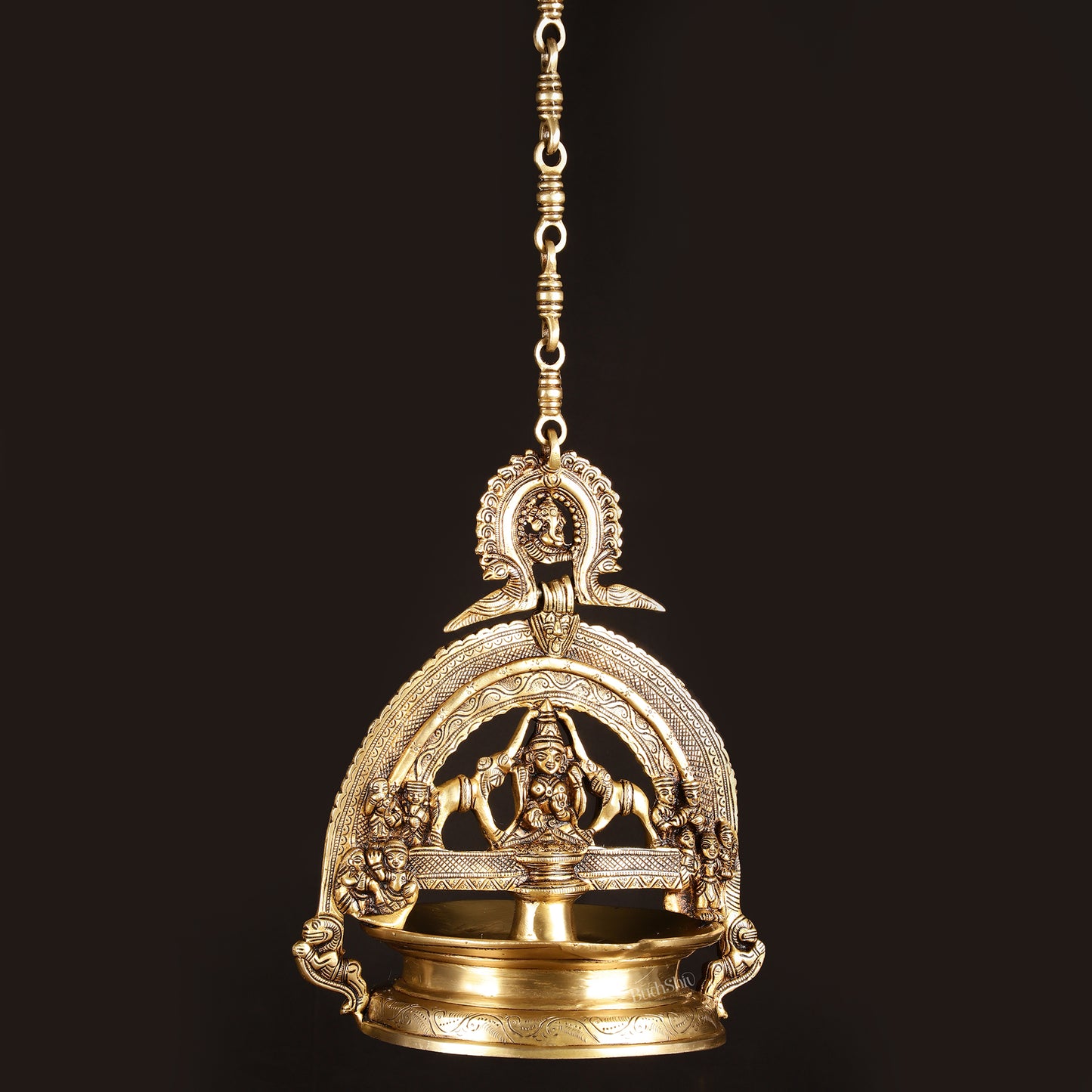 Brass Superfine Hanging Gajalakshmi Oil Lamp - Large Diya with Chain