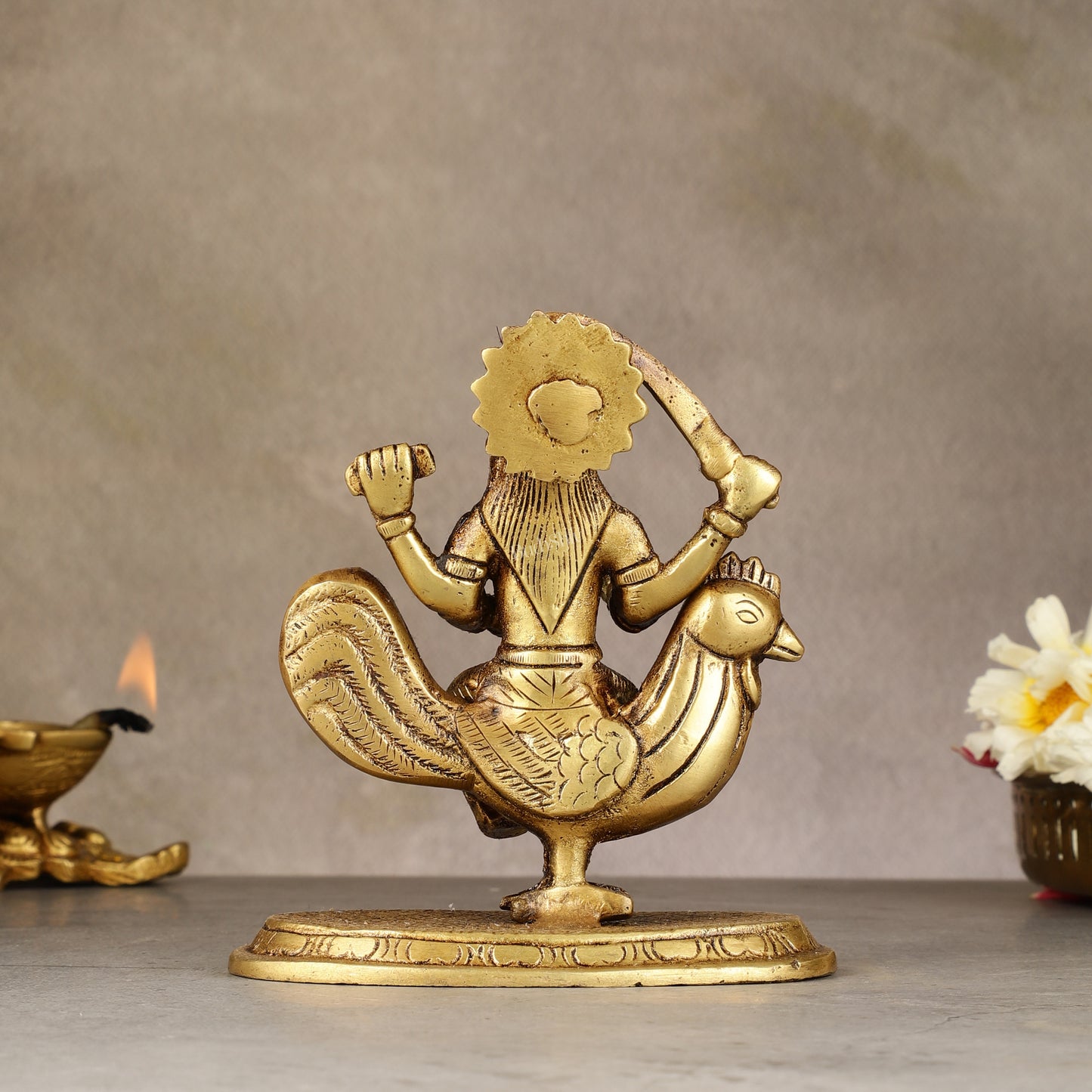 Pure Brass Bahuchar Mata Sitting on Hen Idol - 5"