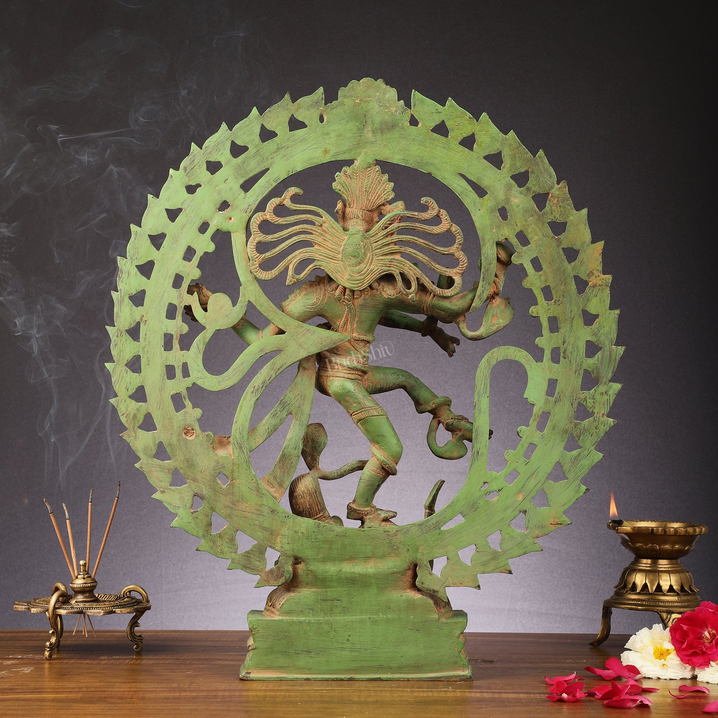 Handcrafted Nataraja Statue with Antique Green Matte 20"