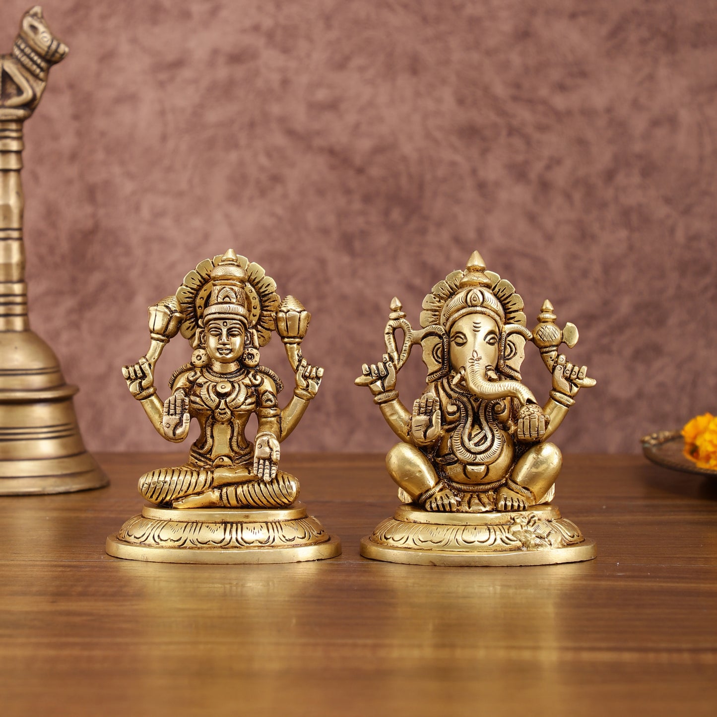 Brass Superfine Ganesh Lakshmi Idols Set | 5-inch