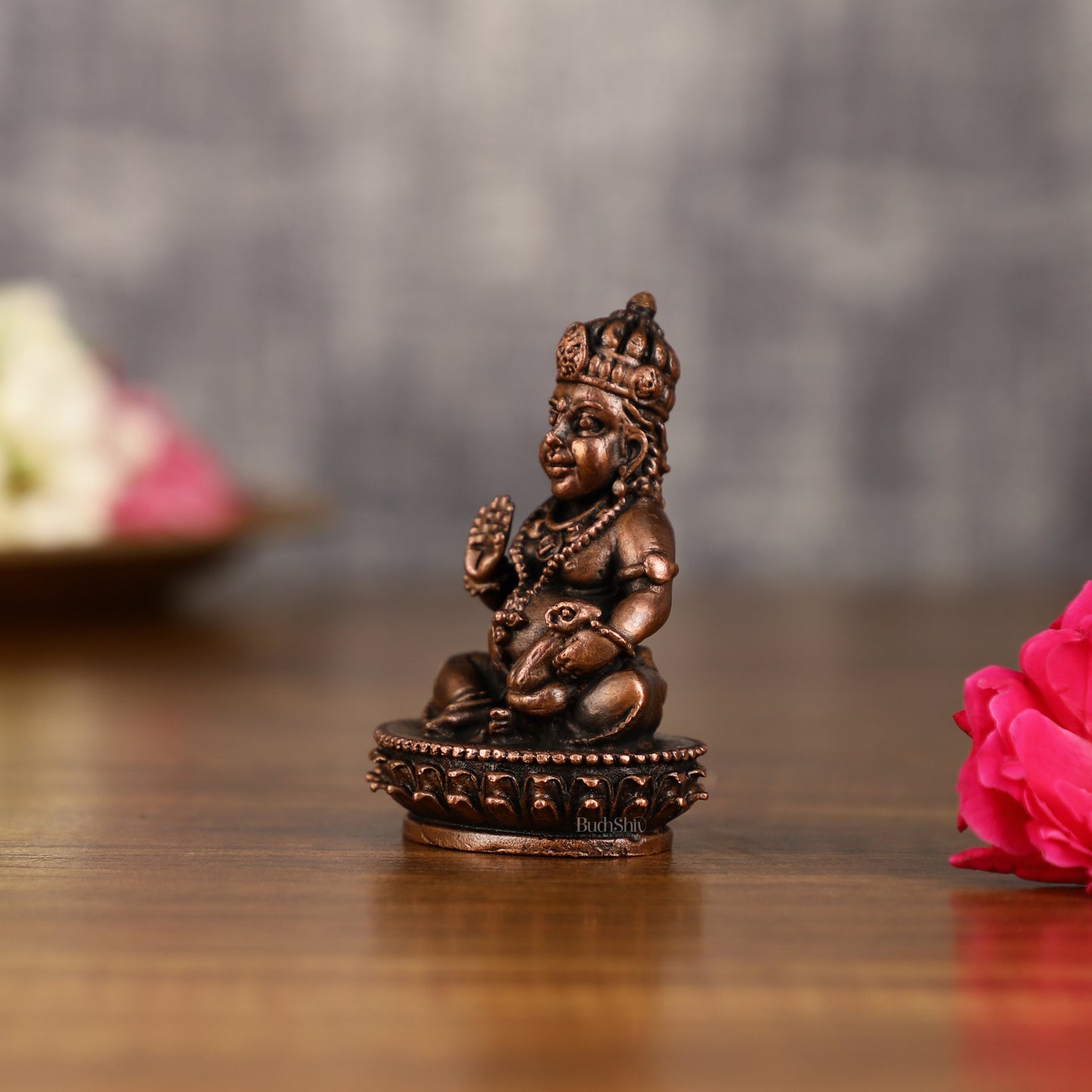 Pure Copper Lord Kubera Idol | 3 Inch Height