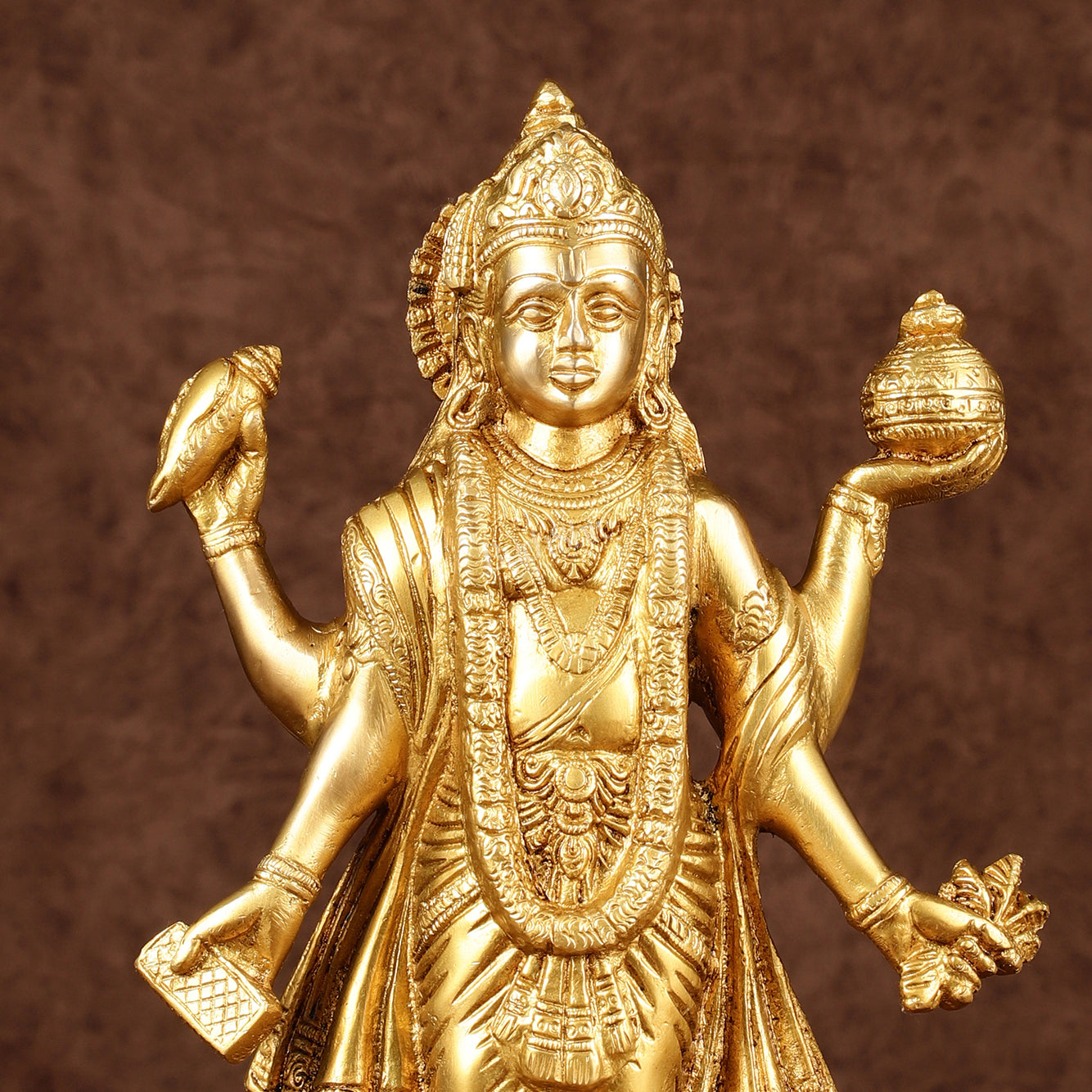 Handcrafted Brass Statue of Lord Dhanvantari, the God of Ayurveda | 10"