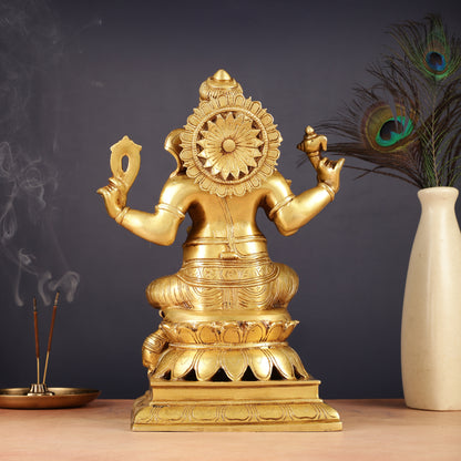 Brass Ganesha Statue - Divine Chola art 12"