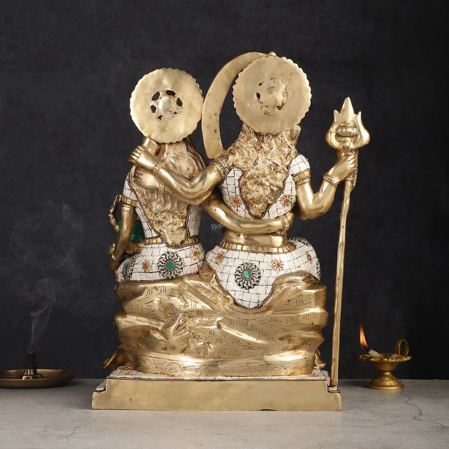 Handcrafted Brass Lord Shiva Family Statue - Meenakari | 18" Height