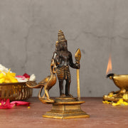 Pure brass small Murugan Kartikeya idol black 5.5 inch