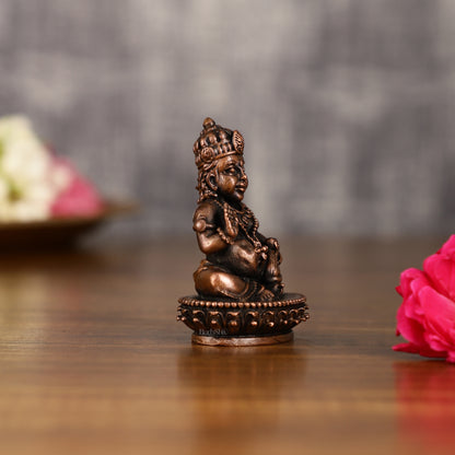 Pure Copper Lord Kubera Idol | 3 Inch Height