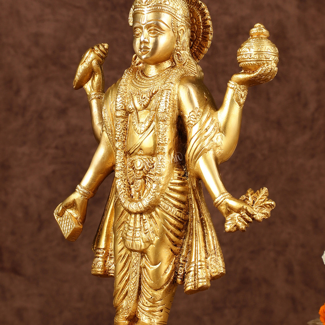 Handcrafted Brass Statue of Lord Dhanvantari, the God of Ayurveda | 10"